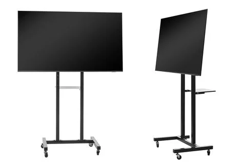 Front and side views of a professional mobile TV cart with a large flat-scr.. Stock Photos