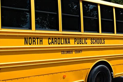 Front Angle Shot of a School Bus Stock Photos