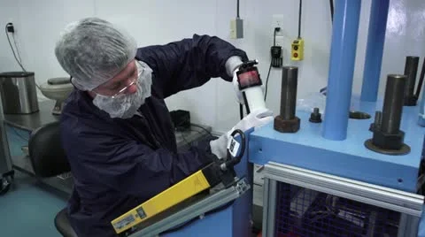 Front Angle of Technician working in cleanroom Stock Footage 10895443