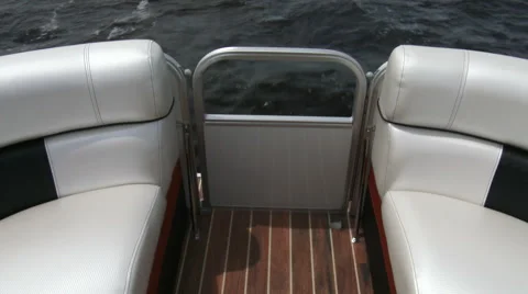 Front area of pontoon navigating Stock Footage 40184942