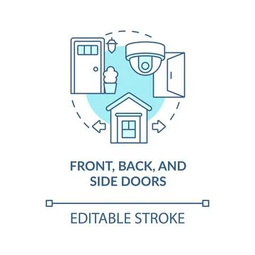 Front, back and side doors blue concept icon Stock Illustration