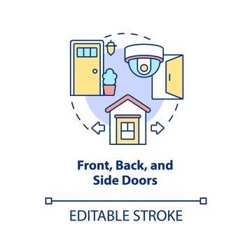 Front, back and side doors concept icon Stock Illustration