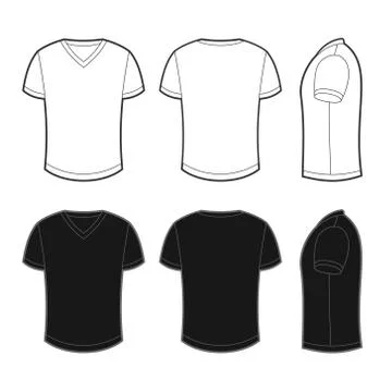 Front, back and side views of blank t-shirt 库存插图