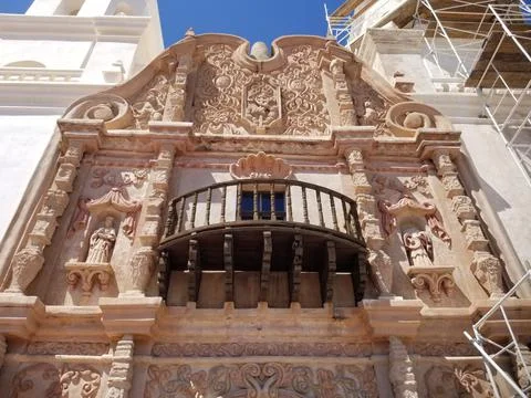Front balcony of San Xavier del Bac Mission, Tucson Foto stock