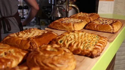 Front bar filled with cakes Stock Footage 65285642