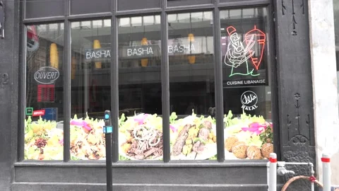 In front of Basha restaurant 스톡 동영상 132085136
