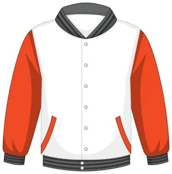 Front of basic white and orange bomber jacket isolated 스톡 일러스트