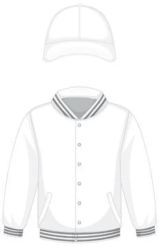 Front of basic white bomber jacket and cap isolated Illustrazione stock