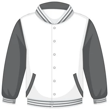 Front of basic white grey bomber jacket isolated Illustrazione stock