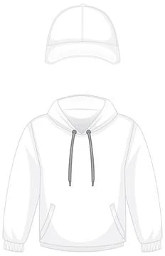 Front of basic white hoodie and cap isolated Illustrazione stock