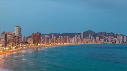 Front Beach Skyline at Night 库存影片 98500453
