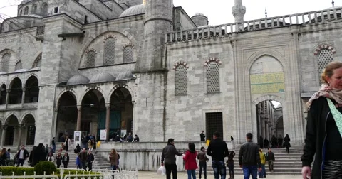 In front of the Blue Mosque 4K Stock Footage 49096627