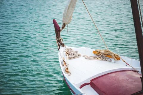Front of a boat on the lake Stock Photos
