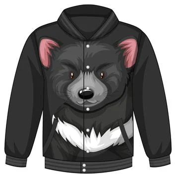 Front of bomber jacket with black bear pattern Stock Illustration