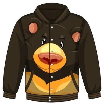 Front of bomber jacket with black bear pattern Illustrazione stock