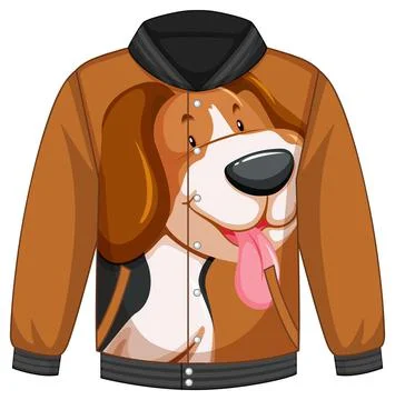 Front of bomber jacket with cute dog face pattern Stock Illustration
