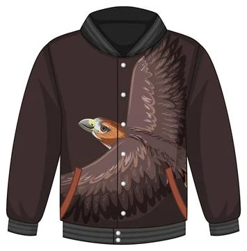 Front of bomber jacket with hawk pattern Illustrazione stock