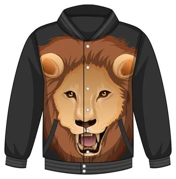 Front of bomber jacket with lion pattern Illustrazione stock