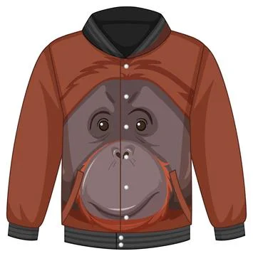 Front of bomber jacket with orangutan pattern Illustrazione stock