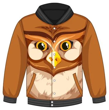 Front of bomber jacket with owl face pattern Illustrazione stock
