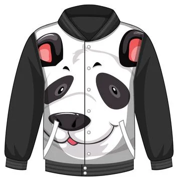 Front of bomber jacket with panda pattern Illustrazione stock