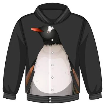 Front of bomber jacket with penguin pattern Illustrazione stock