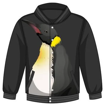 Front of bomber jacket with penguin pattern Illustrazione stock