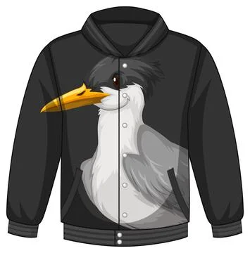 Front of bomber jacket with penguin pattern Illustrazione stock