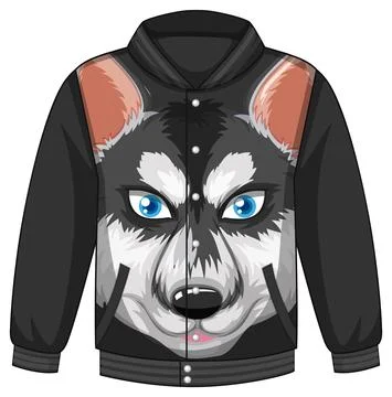 Front of bomber jacket with siberian husky dog pattern Illustrazione stock