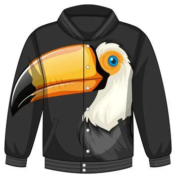 Front of bomber jacket with toucan pattern Illustrazione stock
