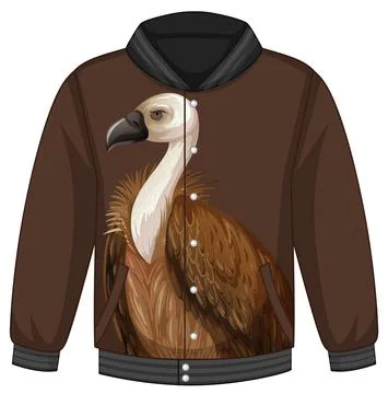 Front of bomber jacket with vulture pattern Illustrazione stock