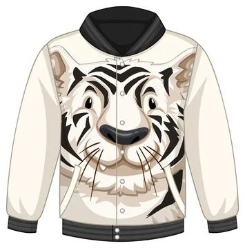Front of bomber jacket with white tiger pattern Illustrazione stock