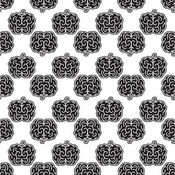 Front brain pattern seamless vector Stock Illustration