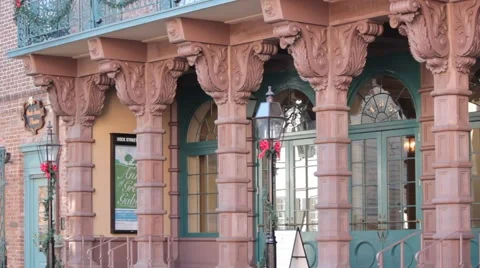 Front of building with architectural designed pillars Stock Footage 45533783