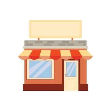 Front building of the store. Vector illustration flat cartoon style, shop fac Ilustración de archivo