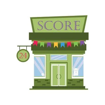Front building of the store. Vector illustration flat cartoon style, shop fac Ilustración de archivo