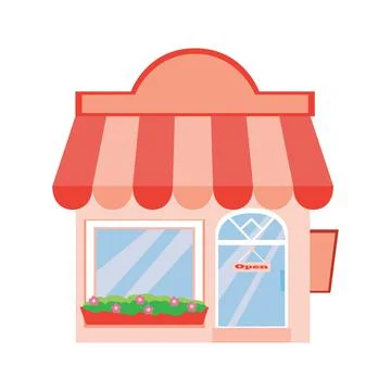 Front building of the store. Vector illustration flat cartoon style, shop fac Stock Illustration