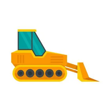 Front bulldozer icon flat isolated vector 스톡 일러스트