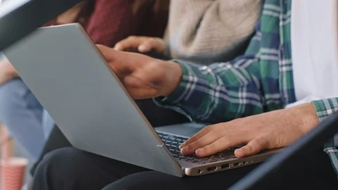 In front of the camera attractive group of students happy and smiling doing Stock Footage 122589828