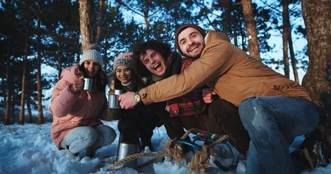 In front of the camera big group of friends multi ethnic enjoy the time in a Video stock 112634578