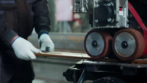 In front of the camera closeup at industrial factory production zone factory Stock Footage 255800006