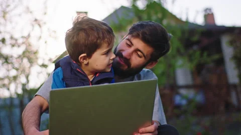 In front of the camera cute and happy boy very excited that he spend time with Stock Footage 135670504