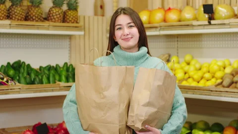 In front of the camera good looking lady with a large smile in the organic Stock Footage 171328820
