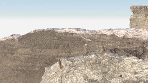 In front of the camera, from left to right, fragments of a huge stone wall with Stock Footage 149825387