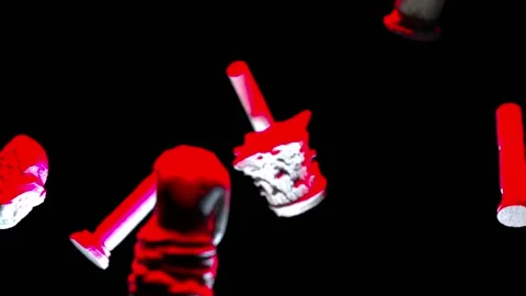 In front of the camera, objects from the archaeological site rotate on black Stock Footage 148959045