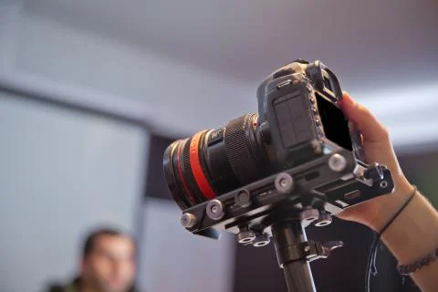 In front of the camera to recording vlog video live streaming at home.Business Stock Photos