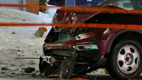 Front car completly destroyed Stock Footage 133274476