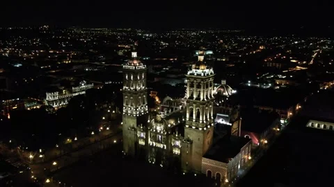 Front of the Cathedral - Puebla, Mexico. Video stock 281810665