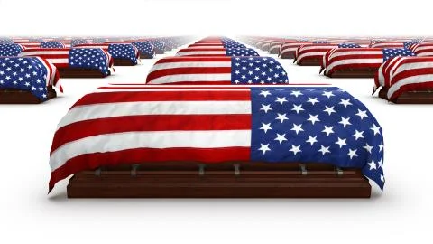Front close-up view of endless American Coffins Foto stock