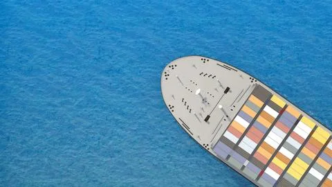 Front of container ship top view with copy space Stock Illustration